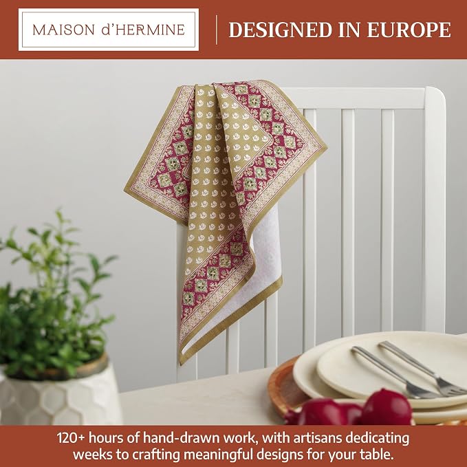 Maison d' Hermine Cloth Napkins Set of 4 Reusable 100% Cotton (18" x 18") | Everyday Square Napkins Cloth Washable Dinner Party Wedding Restaurant Hotel Kitchen Spring Summer - Manosque - Image 2