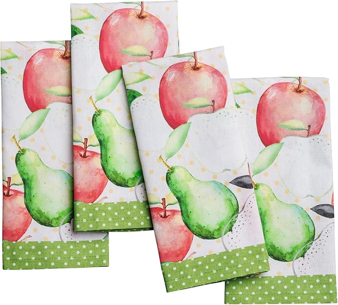 Maison d' Hermine Cloth Napkins Set of 4 Reusable 100% Cotton (18" x 18") | Everyday Square Napkins Cloth Washable Dinner Party Wedding Restaurant Hotel Kitchen Spring Summer - Apples & Pears by MaisondHermine