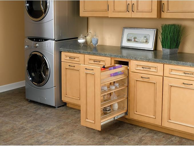 Rev-A-Shelf Pullout Kitchen Cabinet Organizer, Min Cabinet Opening 8.5" W | 8" W Slide Out Pantry Spice or Utensil Storage Rack with Adjustable Shelves for Base Cabinet Organization, 448-BC-8C - Image 9