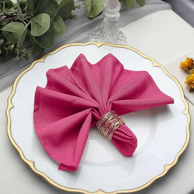 Efavormart Premium Cloth Napkins Set of 10, 17x17 Inch Fuchsia Violet Seamless Dinner Napkins, Washable Linen Table Napkin Cloth with Hemmed Edges for Weddings, Party and Banquet - Image 2