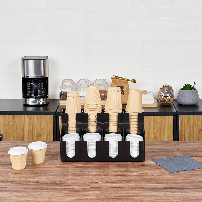 Restaurantware Restpresso Coffee Bar Organizer, 1 Count Durable 8 Compartments, Compact Size, Black Plastic Tabletop Coffee Supplies Organizer For Homes, Office Spaces, Breakrooms, and Lounges - Image 7