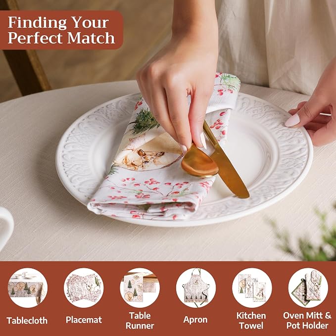 Maison d' Hermine Cloth Napkins Set of 4 Reusable 100% Cotton (20" x 20") | Everyday Square Napkins Cloth Washable Dinner Wedding Restaurant Hotel Kitchen Thanksgiving Christmas - Mountain Life - Image 4