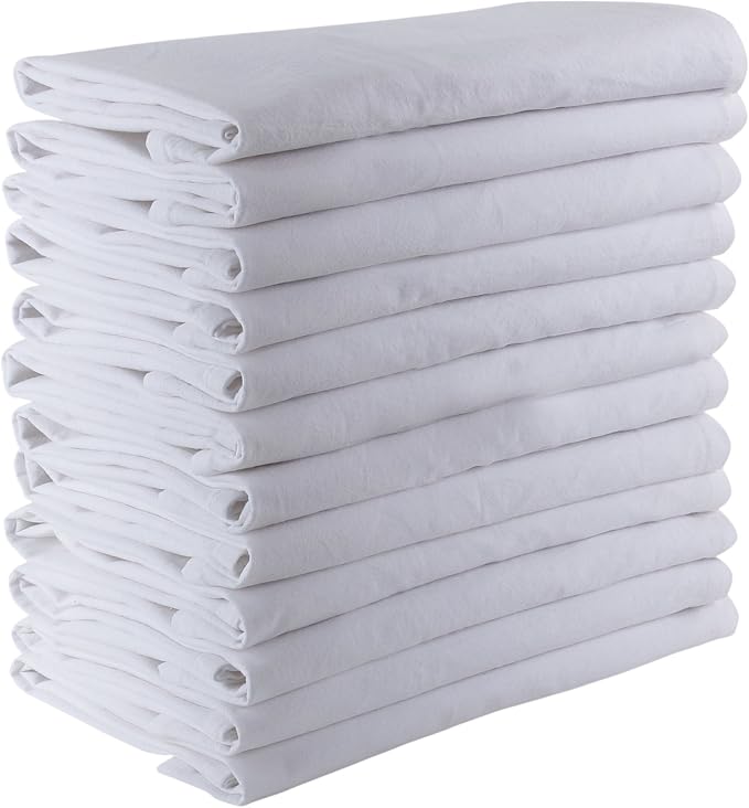 100% Cotton Flour Sack Towels – 24 Pack, 27x27 Inches, White, Lint-Free, Pre-Washed, Hemmed Edges – Reusable Kitchen Towels for Cleaning, Embroidery, Printing & Crafts - White - Image 6