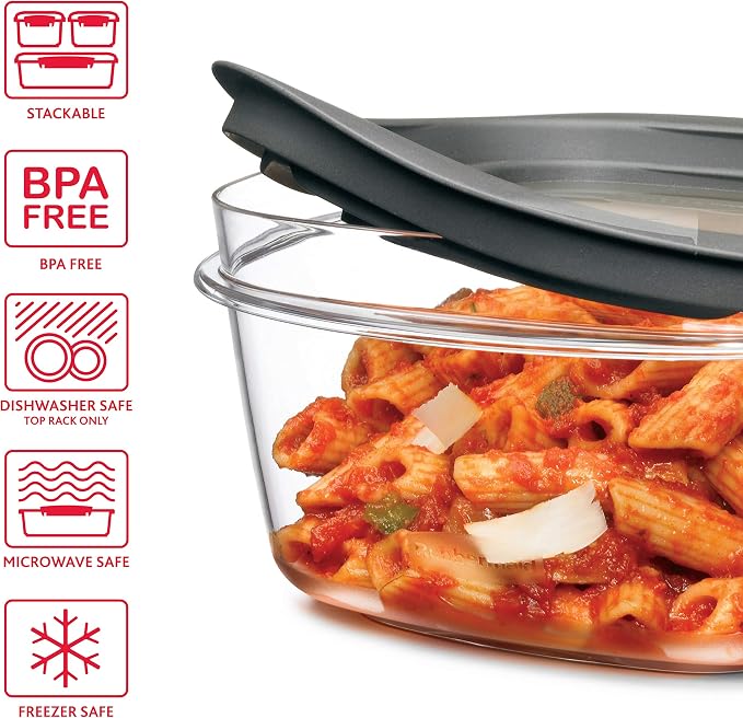Rubbermaid Premier Food Storage Container, 10 Piece Set, Grey, BPA-Free, Microwave & Dishwasher Safe - Image 6