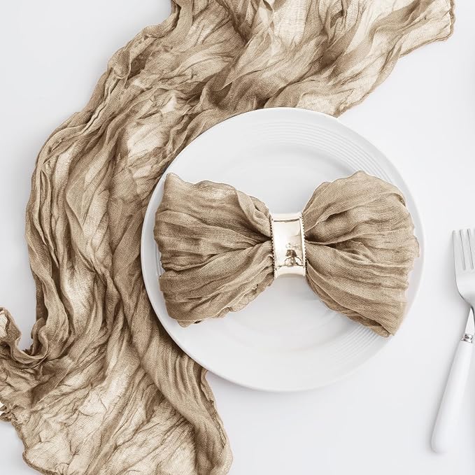 100 Pack Sand Cheesecloth Napkins 21x21 Inches Sand Cloth Napkins Set of 100 Washable Dinner Table Napkins for Wedding Rustic Boho Cotton Gauze Party Bridal Baby Shower Family Gathering Table Decor - Image 4