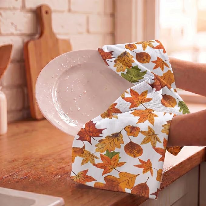 Urban Villa Kitchen Towels Cotton Dish Towels 20”x30”(Set of 6)Harvest Leaf - Image 7