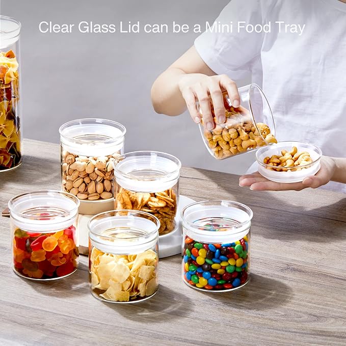 ZENS 17oz Glass Jars with Airtight Lid, Set of 4 Small Glass Storage Jars | Borosilicate Glass Canisters Set with Lids, Small Storge Containers for Kitchen Spice, Sugar, Blooming Tea, - Image 5
