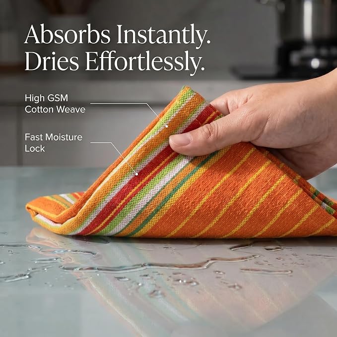 Urban Villa Kitchen Towels Cotton Dish Towels 20”x30” (Set of 6) Orange - Image 2