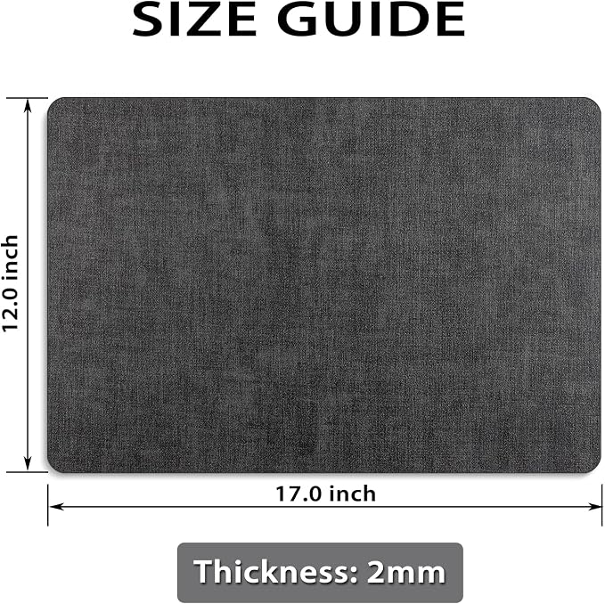 Placemats Set of 8 Washable, Heat Resistant Table Placemats Wipeable Faux Leather Place Mats Non Slip, Waterproof Square Table Mats for Indoor Outdoor, Charcoal Gray - Image 6