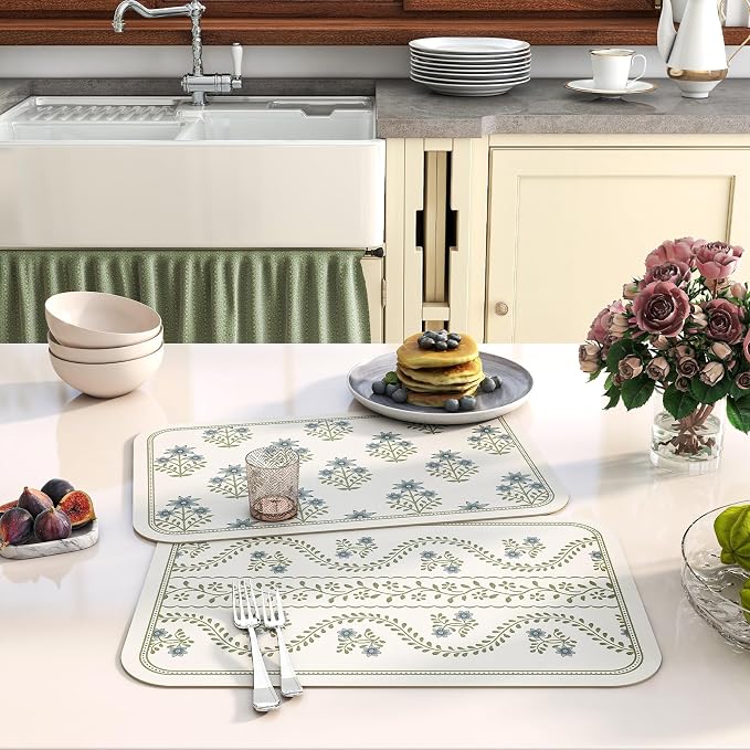 Vinyl Waterproof Placemats Set of 6 Rectangular,12"*17"-Mosella B | Wipeable Beautiful Print Place Mats,Stain Resistant,Heat Resistant,Everyday Meals,Kitchen,Dinning,Holiday,Decor - Image 3