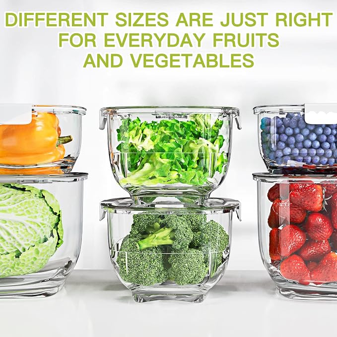 LUXEAR Fresh Produce Vegetable Fruit Storage Containers 3Piece Set, BPA-free, Partitioned Salad Container, Fridge Organizers, Used in Storing Fruits Vegetables, White - Image 8