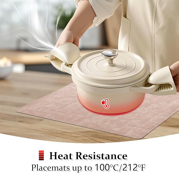 FROMHEART Faux Leather PU Placemats Set of 6 (Pink,11.8" x 17") | Waterproof,Heat/Oil Stain-Resistant Table Mat–Reversible,Non-Slip,Easy to Clean Place Mats for Kitchen,Dining,Indoor/Outdoor - Image 5