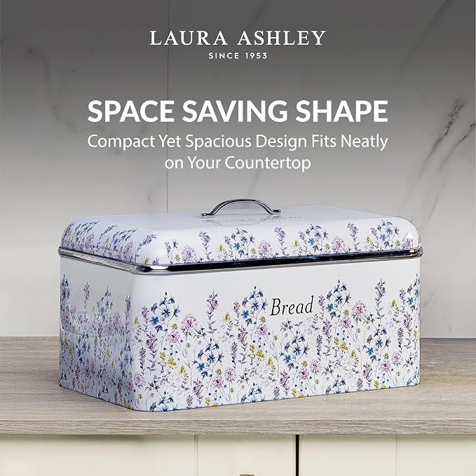 Laura Ashley China Rose Large Bread Box for Kitchen Countertop - Breadbox | Durable Bread Storage Container, Food Grade Metal Bread Bin, Removable Lid, Keep Bread Fresh, Rust Resistant, Easy to Clean - Image 6