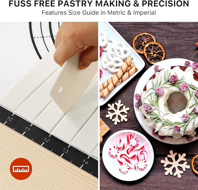 DANIA & DEAN 26"x16" Large Durable Silicone Baking Mat for Pastry and Bread | Non-Slip & Non-Stick Mat with Measurements, for Pizza, Pie Crust, Dough Rolling, Pasta & Sourdough, Reusable Counter Sheet - Image 7
