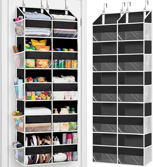 Over the Door Organizer 5 Tiers, Extra Large Behind Door Storage of 10 Compartments, 80 lbs Weight Capacity Hanging Storage Organizer with Clear Window Kids Toys, Shoes, Diapers, Room storage by Ofiray-home