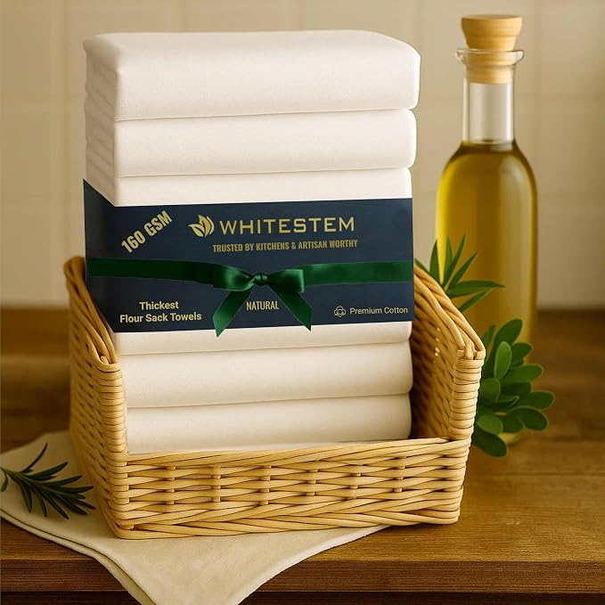 Flour Sack Towels 28” x 28” – Pack of 6 Cotton Kitchen Towels, Dish Towels and Tea Towels for Embroidery, Thick Absorbent for Baking & Bread Proofing - Natural - Image 8