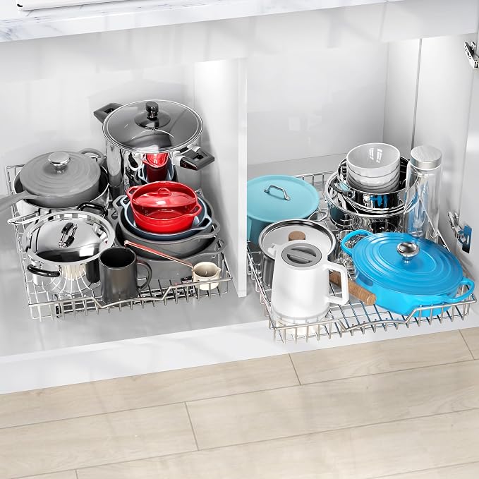Simple Houseware Under Cabinet Pull Out Sliding Shelf Drawer, 21Dx17W | for Kitchen Organizer - Image 4