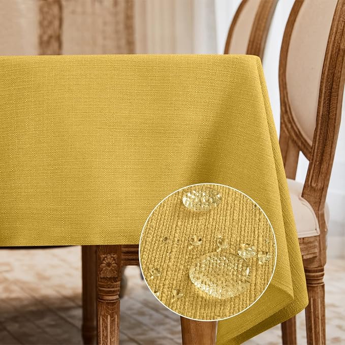 BALCONY & FALCON Rectangle Table Cloth Waterproof Yellow 70"x55" | Rectangular Washable Wrinkle Resistant Table Cloth Linen Fabric Tablecloths for Dining Party Kitchen Wedding and Outdoor Use by BALCONYFALCON