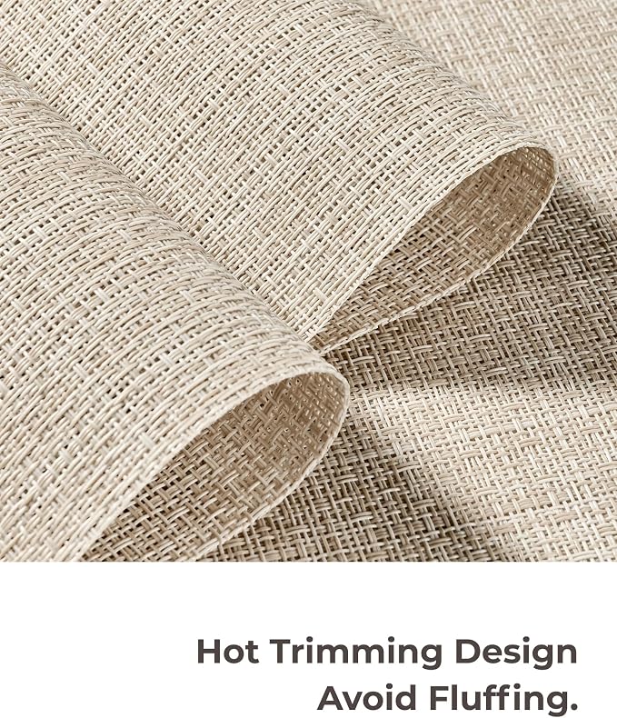 Leetaltree Beige Placemats Set of 12 - Heat Resistant Non-Slip Place mats for Dining Table, Washable Durable PVC Vinyl Woven Table Mats(Beige, 12) - Image 7