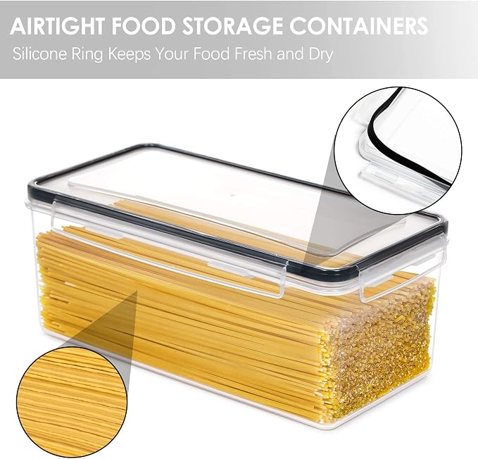 Vtopmart 4PCS 3.2L Airtight Food Storage Containers and 4PCS 2.8L Pasta Containers for Pantry, Spaghetti, Flour, Sugar and Noodles - Image 5