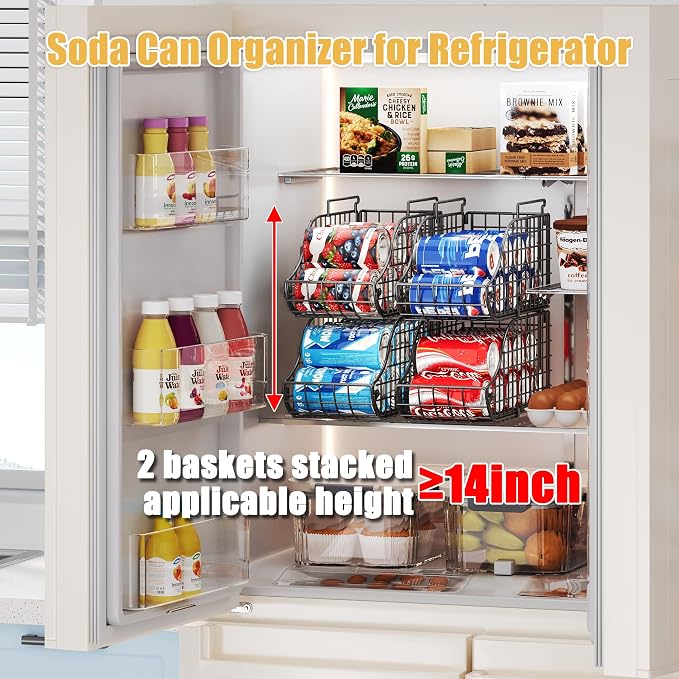 Sonyabecca 8 Pack Stackable Can Organizer for Pantry Cabinet Food Storage | Wire Storage Rack Holds Up to 72 Cans, Beverages and Food. Small Metal Organizer for Kitchen Counters, Fridges and RV - Image 4