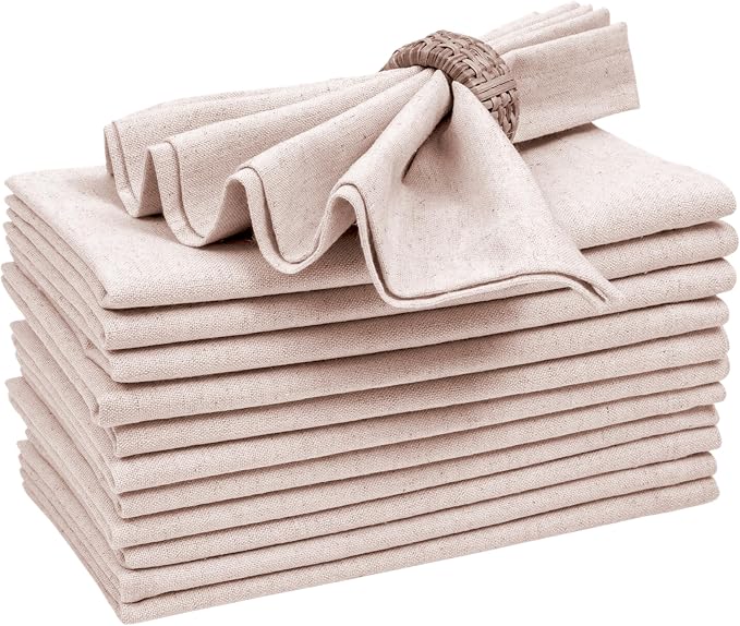 Linen Flax Cotton Cloth Dinner Napkins Set of 12 – 18x18 | Natural Reusable Fabric Napkins For Weddings, parties, Dinners & Table Décor – Elegant & Durable - Image 5