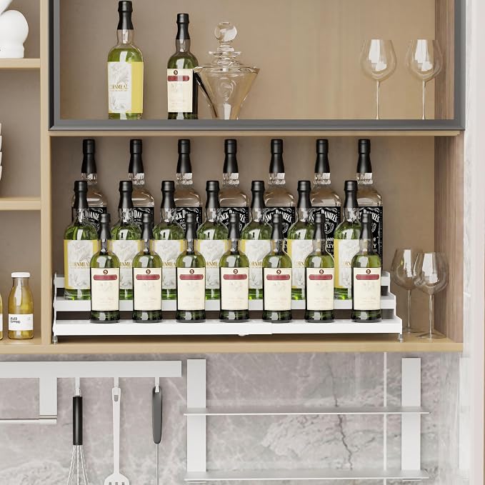 Expandable Spice Rack organizer with 3-Tier step shelf,Modern Design heavy duty,Non Skid and Visibility,Great for Kitchen Cabinet,Bathroom,dressing table,Cupboard, Pantry and more(1PACK/WHITE) - Image 3