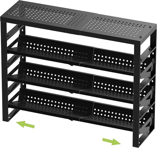 Jojocross Expandable, Stackable, Adjustable Spice Rack kitchen Organizer,Metal Pantry Storage Shelves - Multi-Tier Shelf for Cabinet, Countertop, Pantries, Cupboard or Wall Mount,Black by JOJOCROSSHIGHQUALITYLIFE