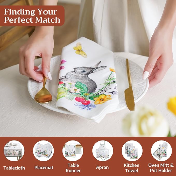 Maison d' Hermine Cloth Napkins Set of 4 Reusable 100% Cotton (20" x 20") | Everyday Square Napkins Cloth Washable Dinner Party Wedding Restaurant Hotel Kitchen Spring Summer - Printemps - Image 4