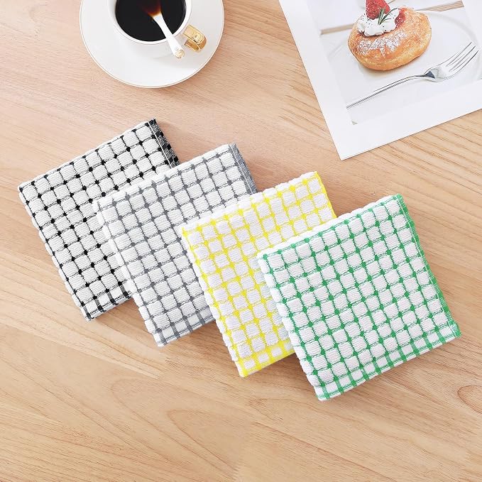 Kitinjoy Cotton 16 Pack Terry Kitchen Dish Cloths, Multi-Colored | 12 x 12 Inches Super Soft and Absorbent Dish Rags, Quick Drying Dish towels for Washing Dishes - Image 8