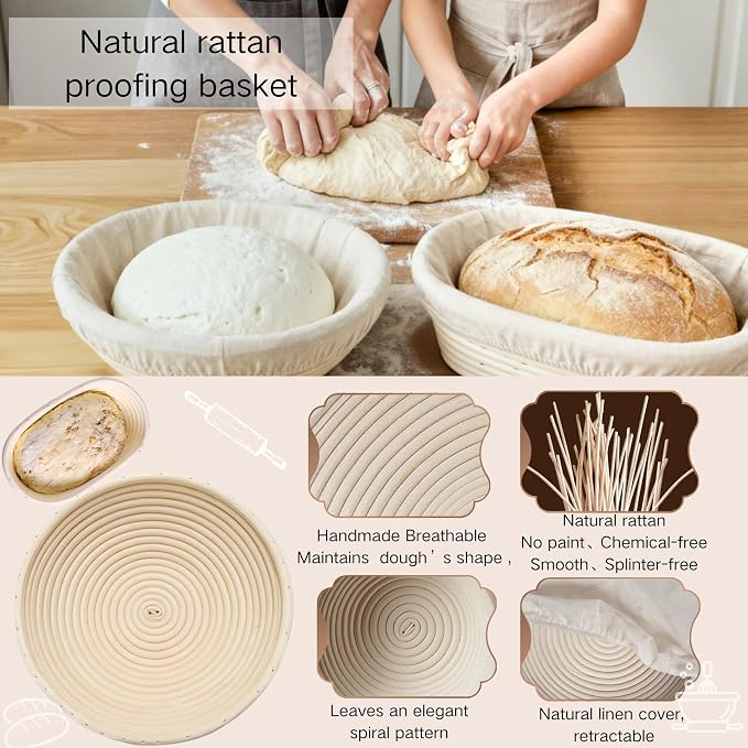 All-Inclusive Sourdough Starter Kit with Enameled Cast Iron Dutch Oven & Scale - Premium Bread Making Tools with 4 Banneton Proofing Baskets, Beginner Guide, Sling, 34oz Starter Jar, Best Baking Gifts - Image 4