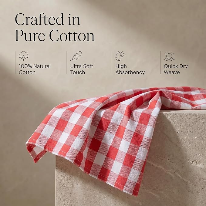 Urban Villa Kitchen Towels Cotton Dish Towels 20”x30” (Set of 6) Red - Image 4