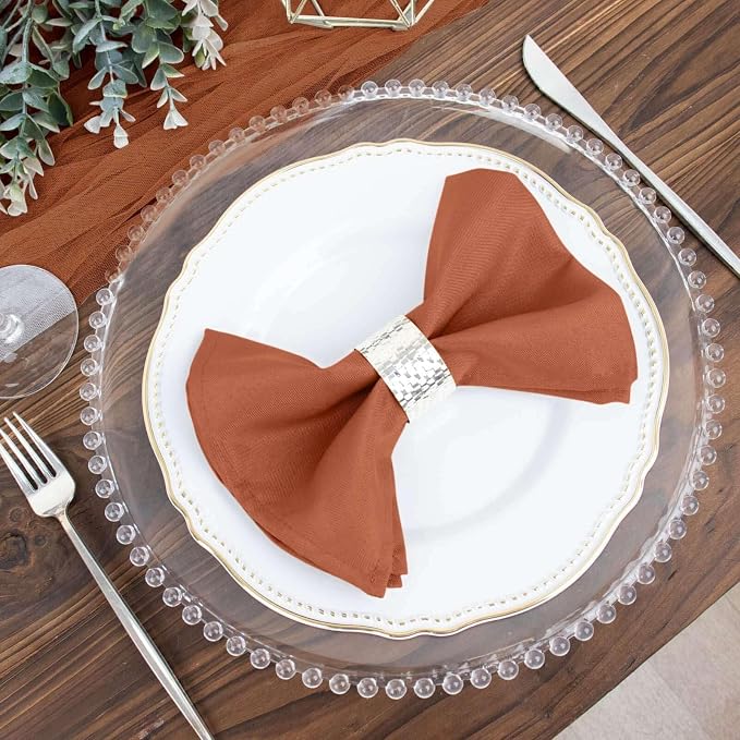 Efavormart Premium Cloth Napkins Set of 5, 17x17 Inch Terracotta Seamless Dinner Napkins, Washable Linen Table Napkin Cloth with Hemmed Edges for Weddings, Party and Banquet - Image 2