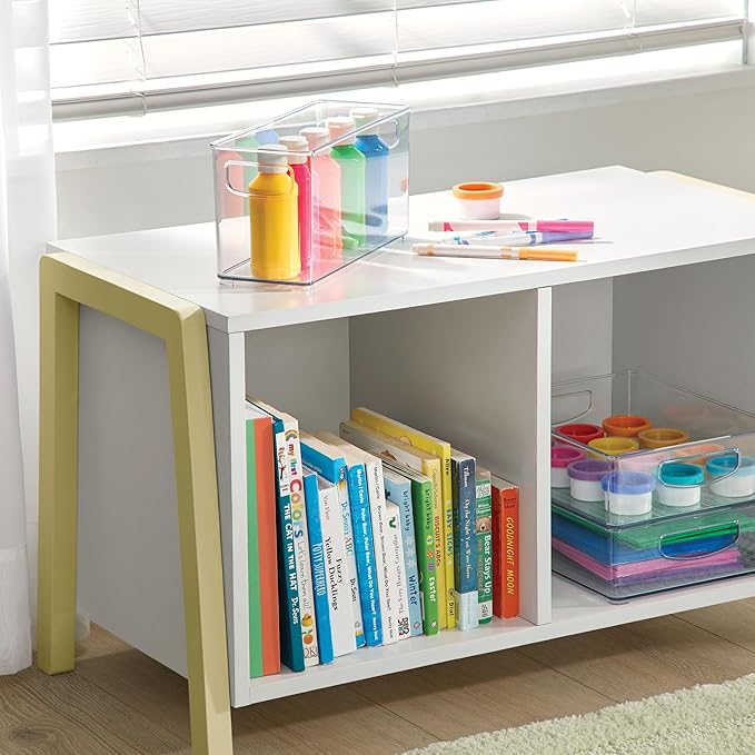 iDesign Plastic Stackable Pantry Bin, Set of 2, Clear | Storage Bin with Handles, For Cabinets or Fridge - Image 6