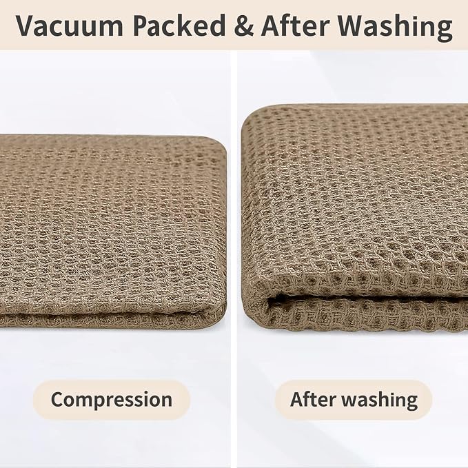Homaxy 10 Pack 100% Cotton Kitchen Towels and Dishcloths Set, Tan | 12 x 12 Inches and 13 x 28 Inches Kitchen Towels Set, Ultra Soft Absorbent Dish Cloths for Washing Dishes - Image 8
