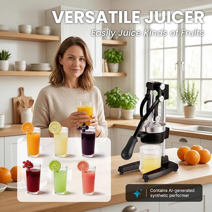 Cast Iron Manual Hand Press Juicer for Citrus & Pomegranate,Black | Stainless Steel Heavy Duty Squeezer,Easy to Clean,Effortless Lever-Press Design,For Home Cooks,Health Enthusiasts,Bartenders - Image 5