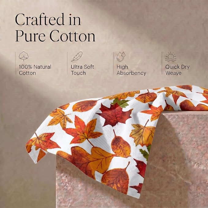 Urban Villa Kitchen Towels Cotton Dish Towels 20”x30”(Set of 6)Harvest Leaf - Image 4