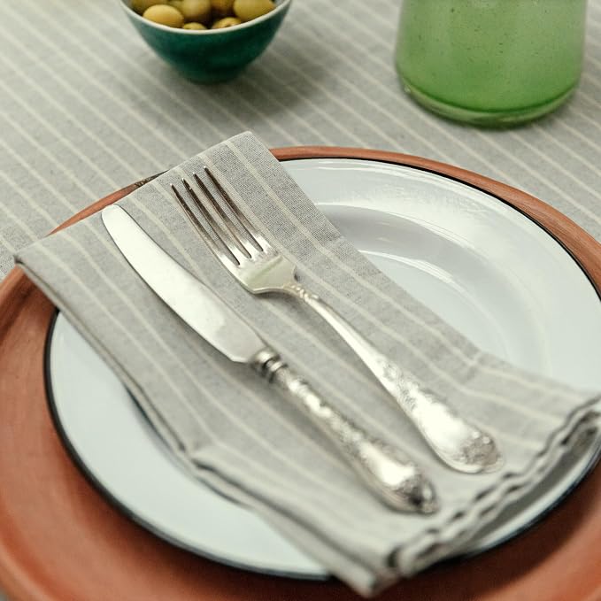 Soft Cloth Napkins Set of 8 - Absorbent Dinner Napkins for Everyday Use, Cotton Blended Table Napkins Washable, Perfect for Table Settings, Parties, & Lunchboxes - Striped (Grey) 19.5x18.5 in - Image 5