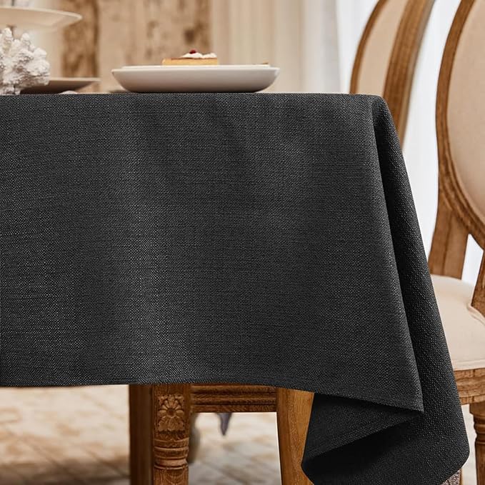 BALCONY & FALCON Rectangle Table Cloth Waterproof Black 35"x35" | Square Washable Wrinkle Resistant Table Cloth Linen Fabric Tablecloths for Dining Party Kitchen Wedding and Outdoor Use by BALCONYFALCON