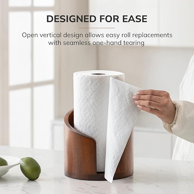 Anji Mountain Wooden Paper Towel Holder with Metal Holder, Holder Stand for Kitchen Roll Organizer & Kitchen Dining Table Home Décor, Countertop Fits Jumbo & Mega Rolls - Walnut/Black, Classic - Image 5