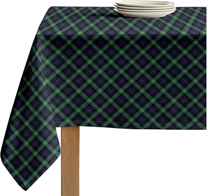 Fabric Textile Products | Blue & Green Tartan Tablecloth | Plaid Square Tablecloth | 84" x 84" | Machine Washable and Stain-Resistant for Easy Care | Made in The USA by FabricTextileProductsInc