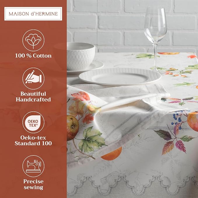 Maison d' Hermine Cloth Napkins Set of 4 Reusable 100% Cotton (20" x 20") | Everyday Square Napkins Cloth Washable Dinner Wedding Restaurant Hotel Kitchen Thanksgiving Christmas - Fruit D'Hiver - Image 2