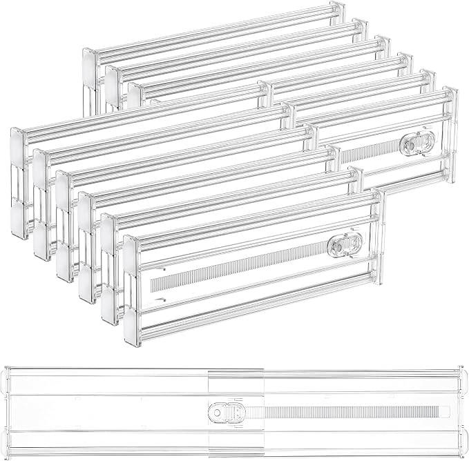 Vtopmart 12 Pack 4" Regular Upgrade Drawer Dividers for Clothes, 12.8"-22.3" Expandable Dresser Drawer Organizer, Clear Plastic Separators for Dresser, Baby Clothing, Underwear, Cosmetic, Toiletries by Vtopmart