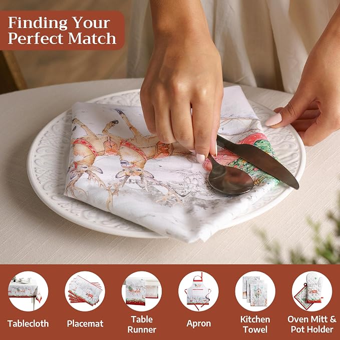 Maison d' Hermine Cloth Napkins Set of 4 Reusable 100% Cotton (20" x 20") | Everyday Square Napkins Cloth Washable Dinner Wedding Restaurant Hotel Kitchen Thanksgiving Christmas - Christmas Tradition - Image 4