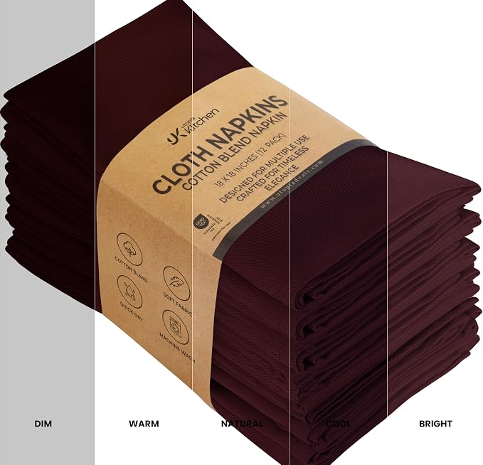 Utopia Kitchen Cotton Blend Burgundy Cloth Napkins [12 Pack, 18x18 Inch] | Absorbent Washable and Reusable for Dinner, Restaurant, Lunch, Wedding and Hotel - Image 4