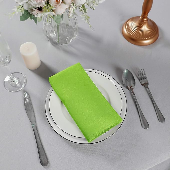 Cloth Napkins 17x17 inch Washable Polyester Dinner Napkins Soft Table Napkins for Wedding Party Dining Banquet(Apple Green,25PCS) - Image 7