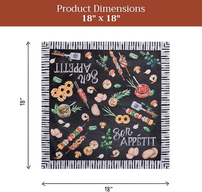 Maison d' Hermine Cloth Napkins Set of 4 Reusable 100% Cotton (18" x 18") | Everyday Square Napkins Cloth Washable Dinner Party Wedding Restaurant Hotel Kitchen Spring Summer - Just Bbq - Image 7