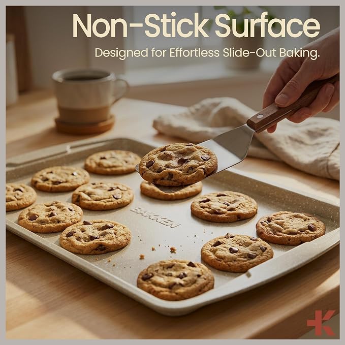 Bakken Swiss - Bakeware Set – 6 Piece – Stackable, Deluxe, Non-Stick Baking Pans for Professional and Home Cooking – Carbon Steel, White Stone Coating - Image 5