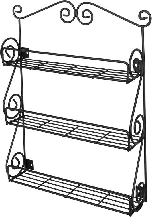 Spectrum Diversified Scroll Wall-Mounted Traditional Spice Rack Organizer for Cabinet & Kitchen, 3-Tier, Beauty & Nail Polish, 43710 by Unknown