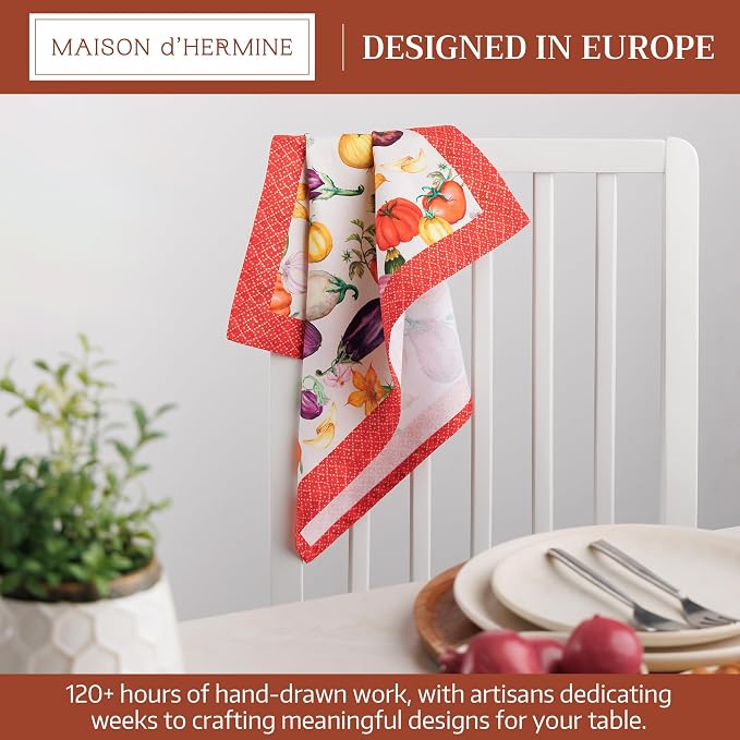 Maison d' Hermine Cloth Napkins Set of 4 Reusable 100% Cotton (18" x 18") | Everyday Square Napkins Cloth Washable Dinner Party Wedding Restaurant Hotel Kitchen Spring Summer - Ratatouille - Image 2
